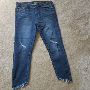 Fringe distressed jeans